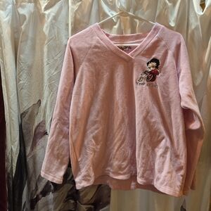 Betty Boop Pink V-Neck Sweatshirt